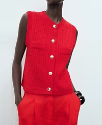 Mango Women's Buttoned Chunky-Knit Vest