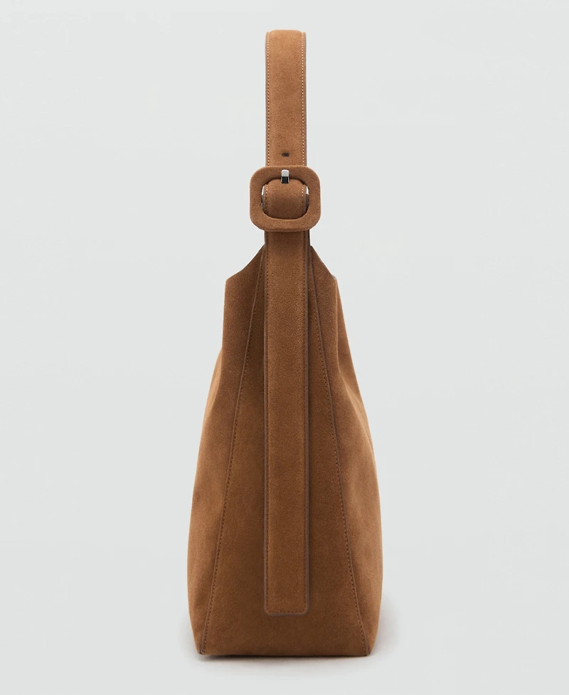 Mango Women's Large Suede Leather Shopper Bag