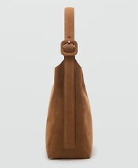 Mango Women's Large Suede Leather Shopper Bag