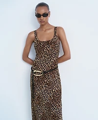 Mango Women's Animal-Print Midi-Dress