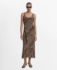 Mango Women's Animal-Print Midi-Dress