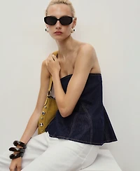 Mango Women's Denim Peplum Top