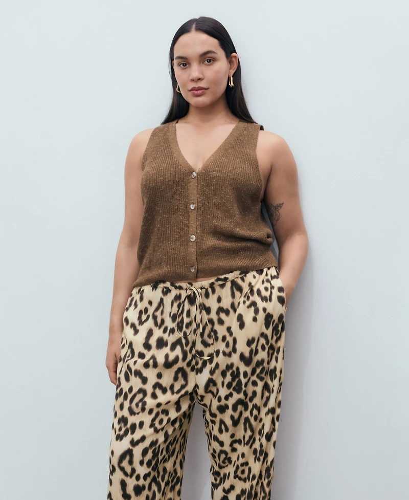 Mango Women's Fluid Animal- Print Pants