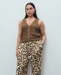 Mango Women's Fluid Animal- Print Pants