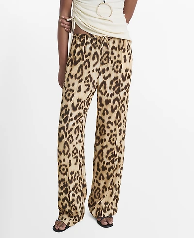 Mango Women's Fluid Animal- Print Pants
