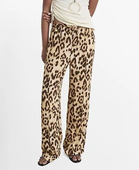 Mango Women's Fluid Animal- Print Pants