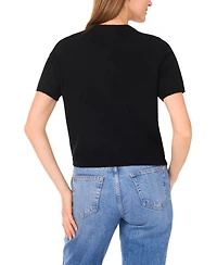 CeCe Women's Short Sleeve Bow Button Cardigan Sweater