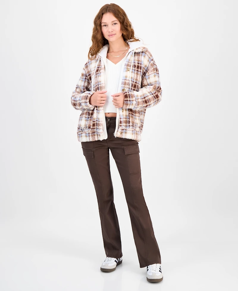 Madden Girl Juniors' High-Rise Twill Bootcut Cargo Pants