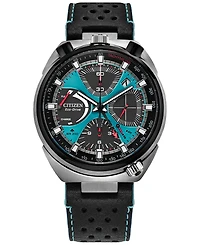 Citizen Men's Promaster Tsuno Chronograph Black Leather Strap Watch 44.5mm