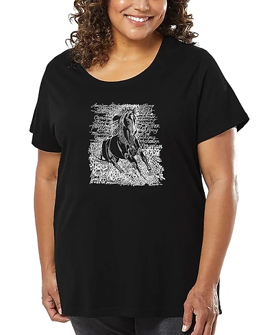 La Pop Art Plus Popular Horse Breeds Word T-Shirt