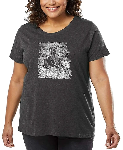 La Pop Art Plus Size Popular Horse Breeds Word Art T-Shirt