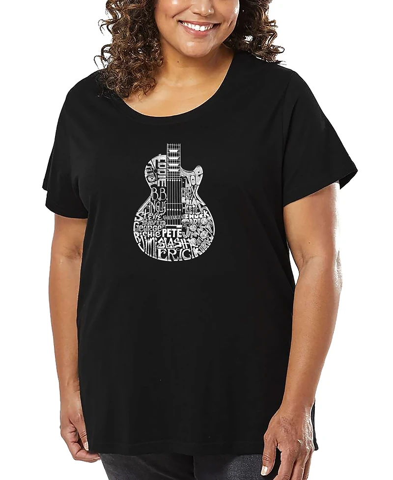 La Pop Art Plus Rock Guitar Head Word T-Shirt