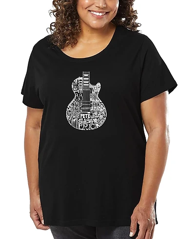 La Pop Art Plus Rock Guitar Head Word T-Shirt