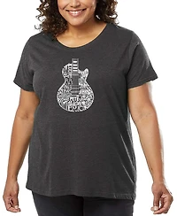 La Pop Art Plus Size Rock Guitar Head Word Art T-Shirt