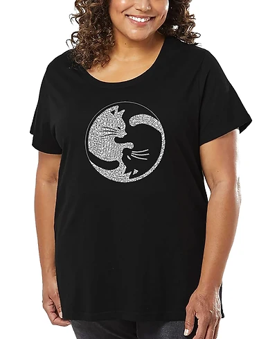 La Pop Art Plus Yin Yang Cat Word T-Shirt