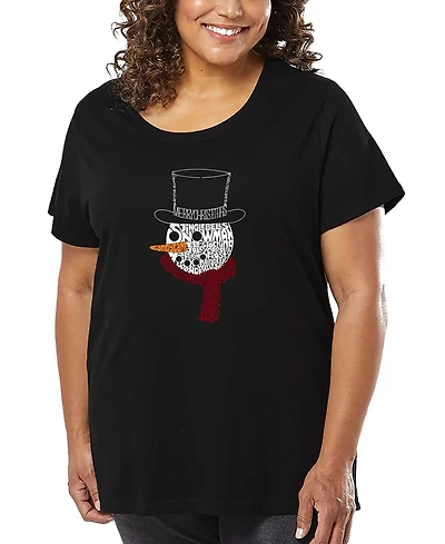 La Pop Art Plus Snowman Face Word T-Shirt