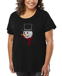 La Pop Art Plus Snowman Face Word T-Shirt