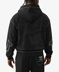 True Religion Men's Cinched Big T Zip Up Hoodie