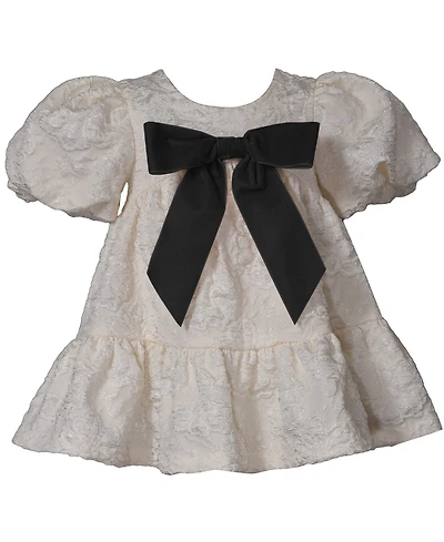 Bonnie Baby Girls Bow Detail Jacquard Dress