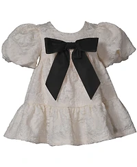 Bonnie Baby Girls Bow Detail Jacquard Dress