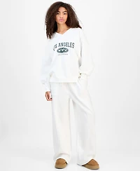 Planet Heart Juniors' Wide-Leg Fleece Sweatpants