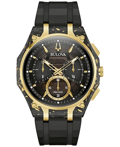Bulova Men's Special Edition 150th Anniversary Luxury Curv Sport Chronograph Black Rubber Watch 44mm