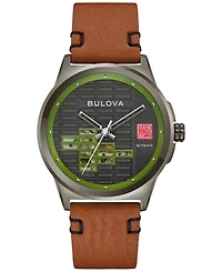 Bulova Men's Frank Lloyd Wright Usonian Automatic Brown Leather Strap Watch 39mm