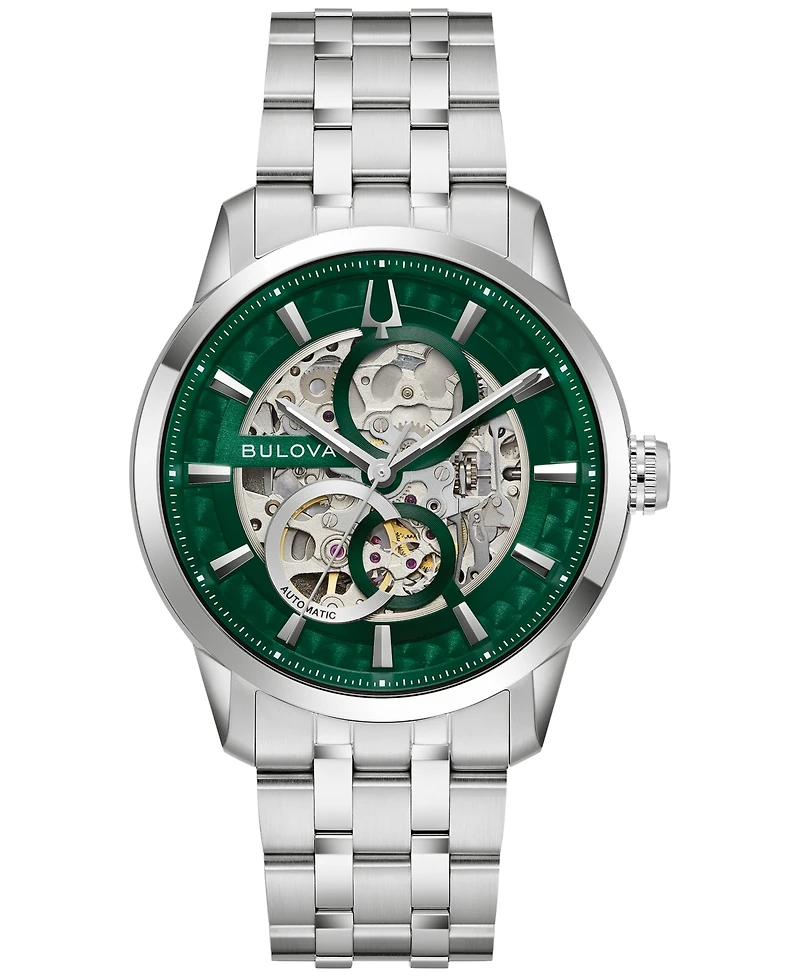 Bulova Men's Classic Sutton Automatic Silver-Tone Stainless Steel Bracelet Watch 40mm