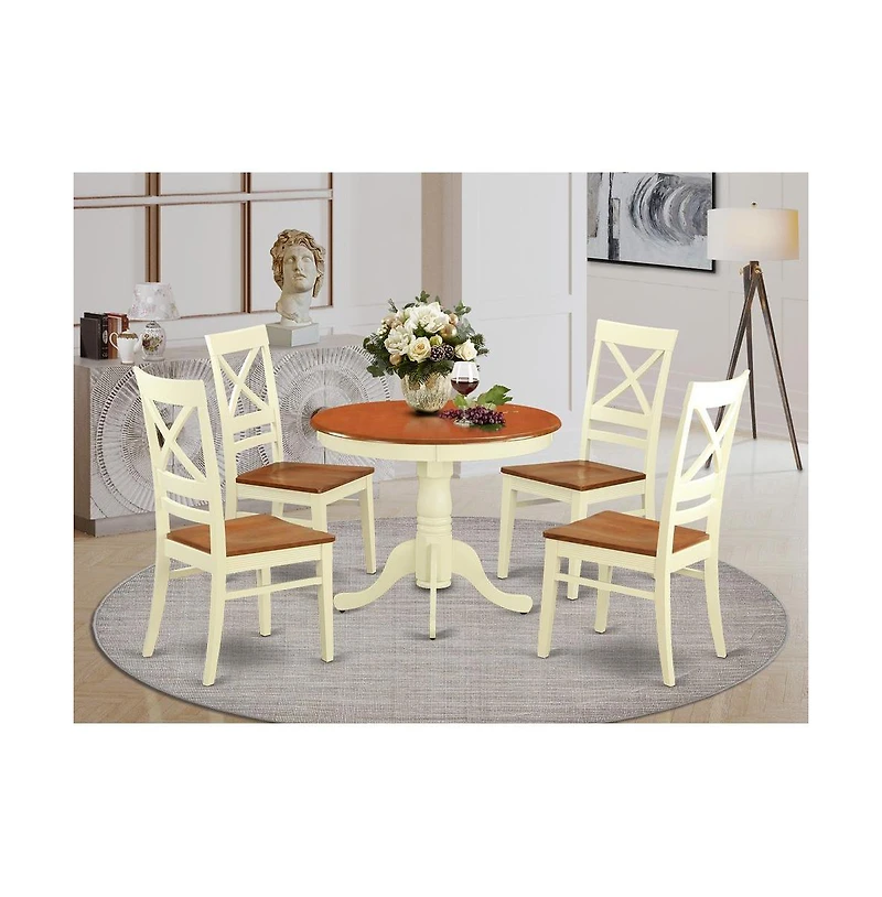 East West Furniture 5 Pc Table set for 4-Kitchen dinette Table and 4 Kitchen Chairs