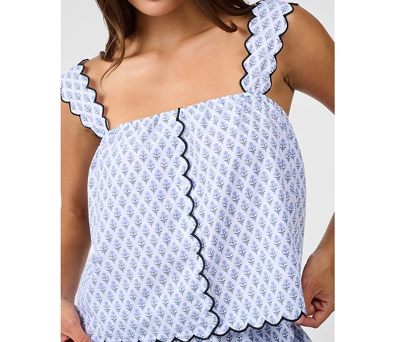 WeWoreWhat Women's Scallop Button Front Tank Top