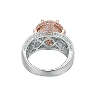 Suzy Levian New York Two-Tone Sterling Silver Round Cut Center Topaz Cocktail Milano Ring