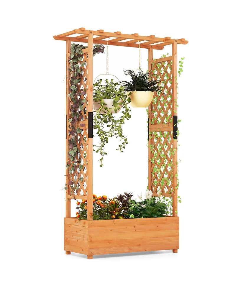Gymax Raised Garden Bed Vertical Plant Container for Vine Climbing Plant Flower