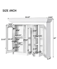 Casainc 35" Wall Mounted Medicine Cabinet with Mirror and 5 Adjustable Storage Shelves