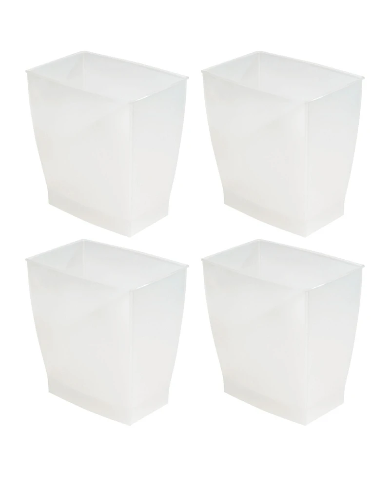 mDesign Small Rectangular Bathroom Trash Cans - Set of 4 - Frost - Made in Usa