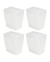 mDesign Small Rectangular Bathroom Trash Cans - Set of 4 - Frost - Made in Usa
