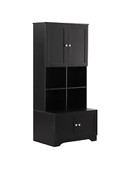 Casainc Tall and Wide Bathroom Storage Cabinet, Freestanding Unit with 4 Doors, Adjustable Shelves, Open Shelves