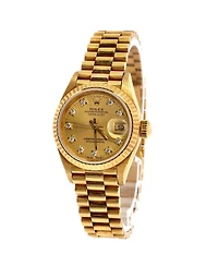 Pre-Owned Rolex Oyster Perpetual Datejust Automatic Watch in Gold with Diamond Markers 26mm