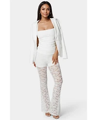 Bebe Shirring Lace Sleeve Top