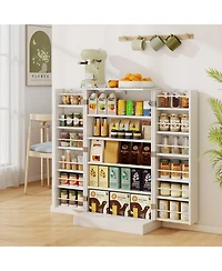 Gymax 41'' Tall Pantry Cabinet Kitchen Storage Cabinet w/ Doors & Adjustable Shelves