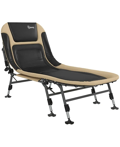 Camping Cot for Adults, Folding Bed with Soft Padded Cushions & Headrest, 180° Adjustable Reclining Lounger, Heavy Duty and Portable with a 400 l
