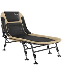 Camping Cot for Adults, Folding Bed with Soft Padded Cushions & Headrest, 180° Adjustable Reclining Lounger, Heavy Duty and Portable with a 400 l