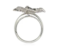 Suzy Levian Sterling Silver Sapphire & Created White Flower Ring