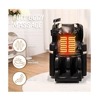 Maison Boucle Full Body Faux Leather Massage Chair with Foot Rollers, Heat & Zero Gravity for Home Relaxation-Maison Boucle