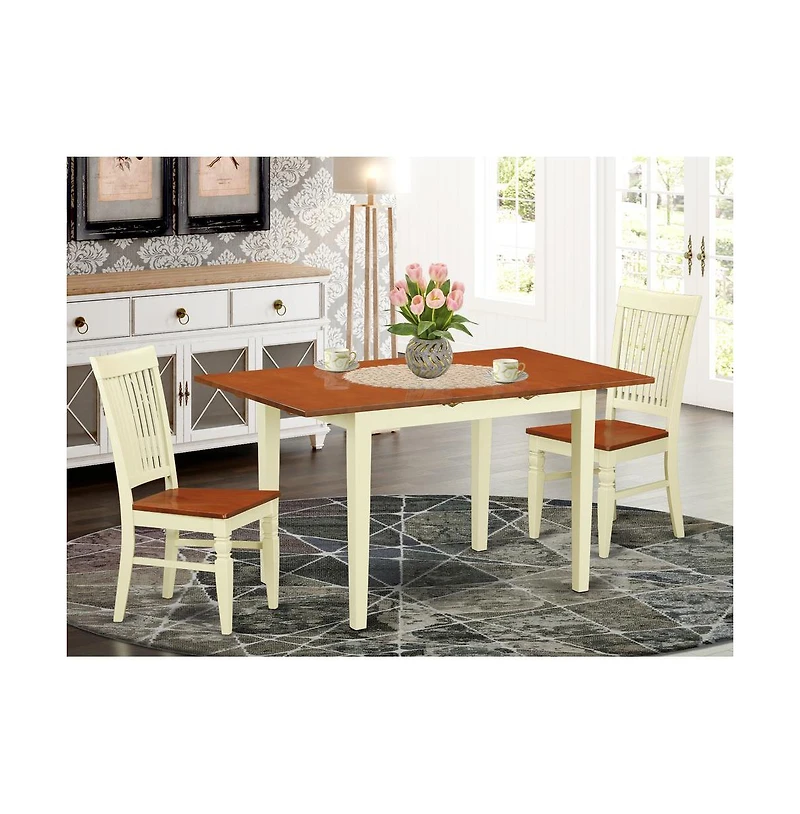 East West Furniture Dining Room Set Buttermilk & Cherry