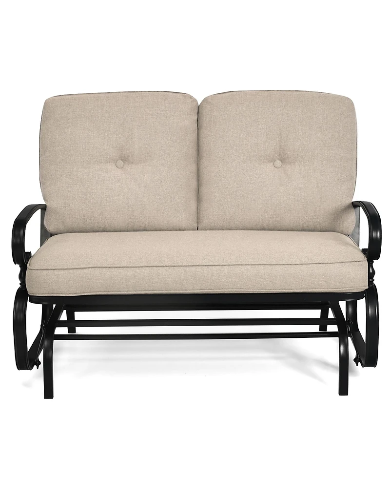 Costway 2-Person Outdoor Swing Glider Chair Bench Loveseat Cushioned Sofa