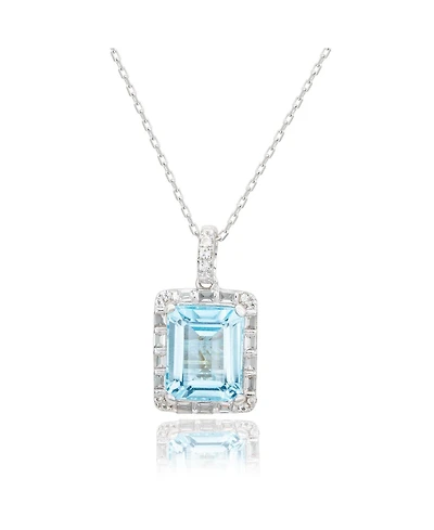 Suzy Levian New York Sterling Silver Emerald Cut Topaz And White Pendant