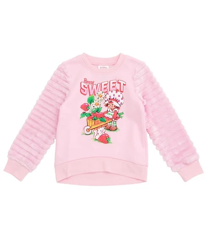 Strawberry Shortcake Fleece Pullover Sweatshirt with Faux Fur Sleeves