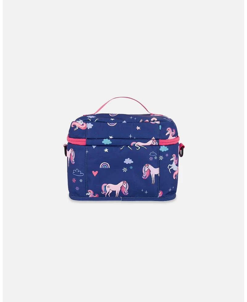 Deux par Deux Girl Lunch Box Navy Unicorn Print - Toddler|Child