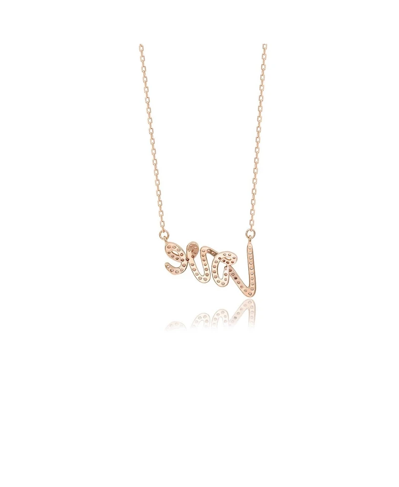Suzy Levian New York Suzy Levian Rose Sterling Silver White Topaz "Love" Necklace