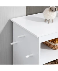 Aostirmotor Pet Feeder Cabinet with Raised Bowls and Storage White